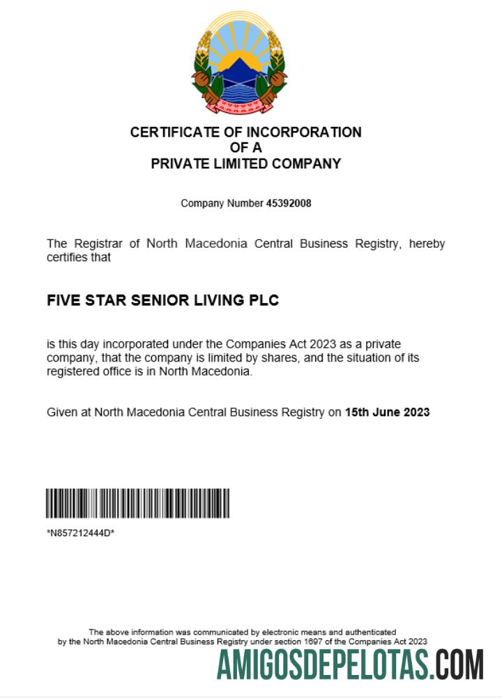 Certificado de registro comercial em branco da Macedônia do Norte modelo Word e PDF